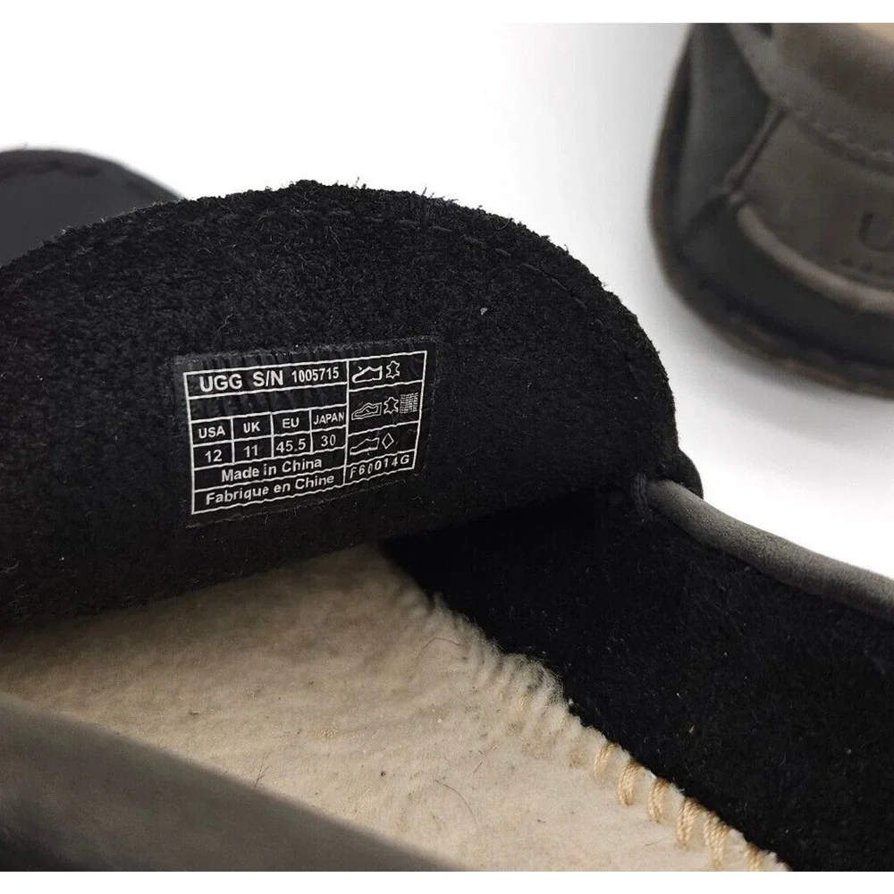 UGG Australia Mens Size 12 Gray Suede Leather Boat Shoes Loafers Flats Slippers‎